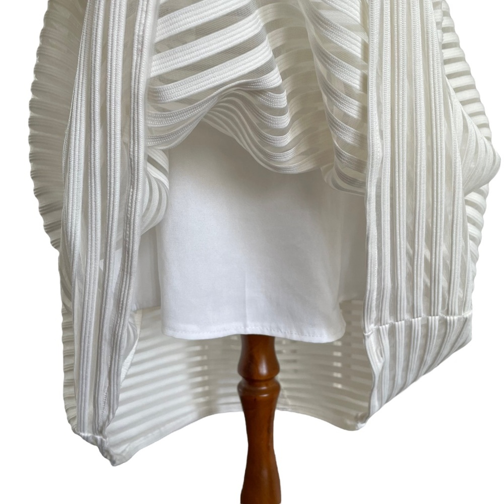 BLOSSOM Sz6 White high waisted midi skirt with sheer striped overlay - Picture 4 of 9